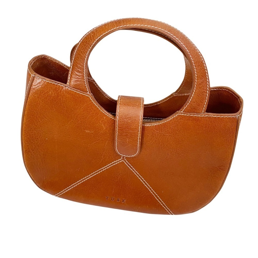 Tusk New York Leather Bucket Bag Vintage Pochette Frame Baguette